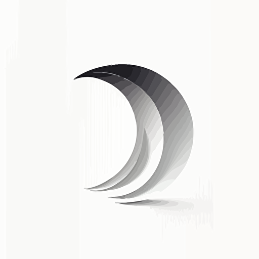half moon logo, box shadow, digital art, clean, minimalist, abstract mark, vector logo, white background