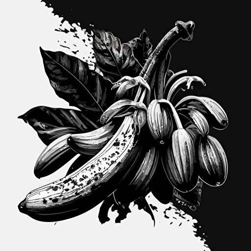black and white vector illustration of bananas