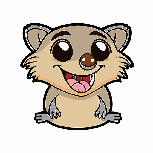 cartoon smiling happy opossum emoji style transparent backgroung vector