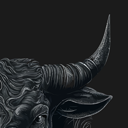 bull head, vector style, detailed, black background,