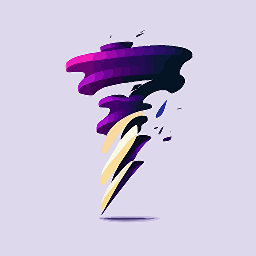 a minimalist vector logo tornado in form of the letter T, simple shapes, modern, colors : shade of 5 colors purple, flat style, vector