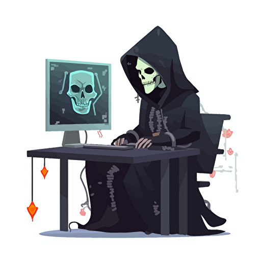 necromancer software developer writing code, vector avatar,