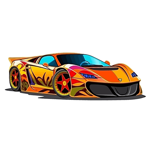 cartoon exotic car, vector art, white background