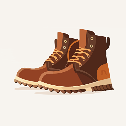 flat minimalist vector illustration of 2 brown mediavel boots on a white background