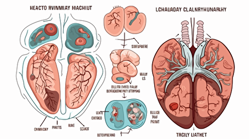 Human internal anatomy in cartoon vector style. brain and kidney, liver and lung, stomach and heart illustration. white background