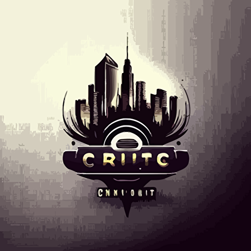 modern, vector, logo for radio station, skyline, letter c