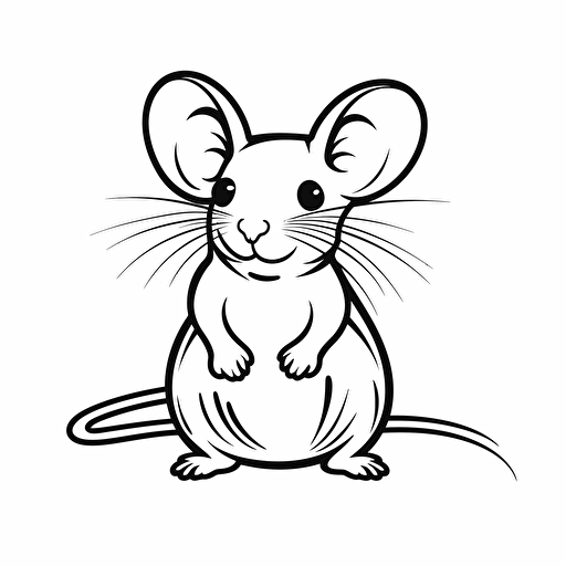 simple vector drawing outline of a mouse