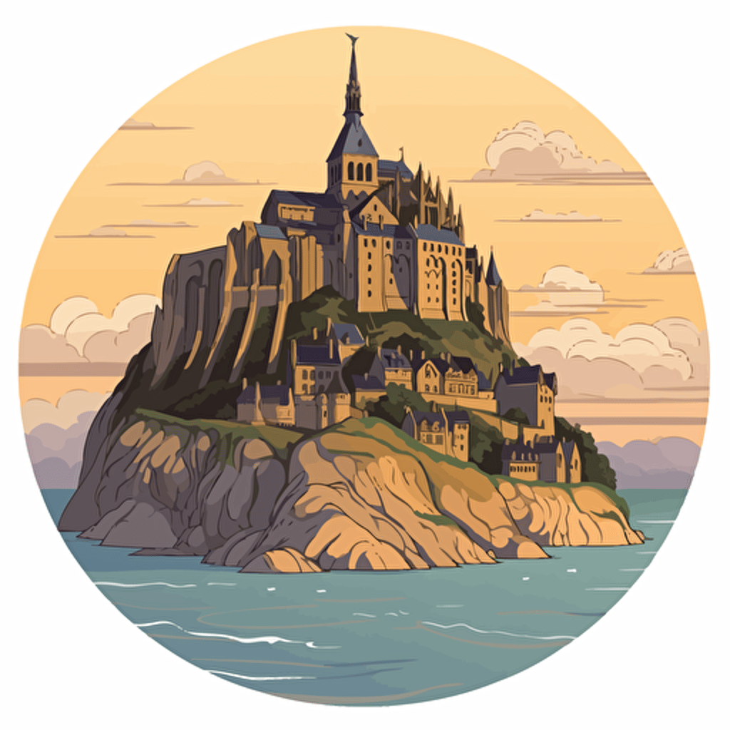 a disney style vector of Mont Saint Michel in France