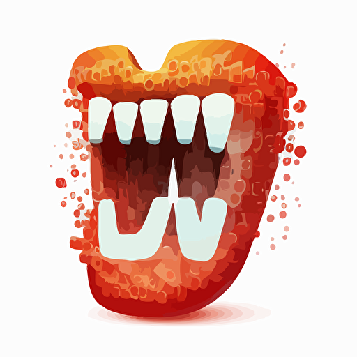 Male mouth making vowel sounds, vector icon, transparent background