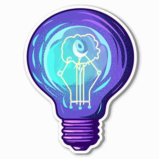vector art style a dollar sign inside a lightbulb, giving off incandescent light, use blues and purples, in the style of Michael Parks, sticker