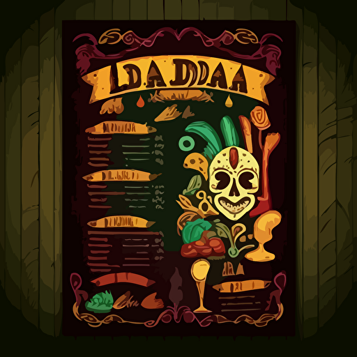louisiana bar menu, cartoon, voodoo, mardi gras, template, for print, artwork, vector