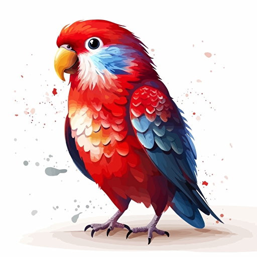 Rosella bird looking straight in the camera, white bg, vector