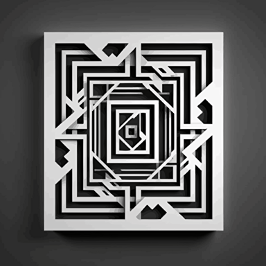 black and white design in the style of square modern geometric vector, laser cut with layers