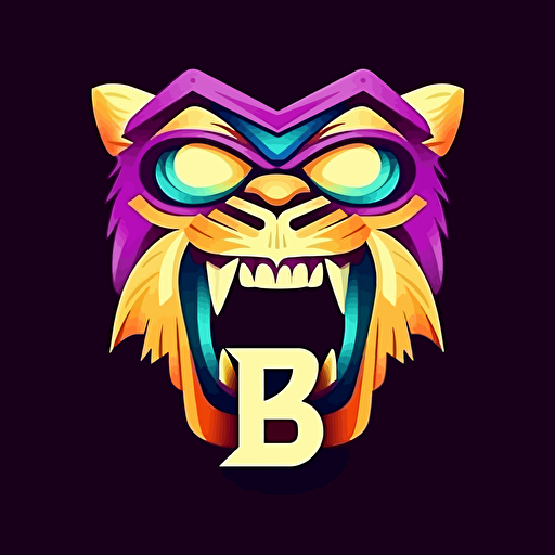 the letters B-P-Z with eyes and teeth, logo, logo design, ar 1:1, vector, stylized,