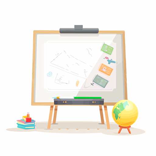 Design a learning whiteboard for Chinese class, with texture and technology on the edges, designed for 6-year-olds, pixar style, pastel colors, detailed, flat style, vector, animation