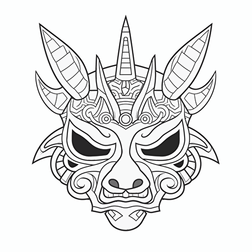 mask hanya No Shadow. Cartoon. Coloring page. Vector. Simple. background