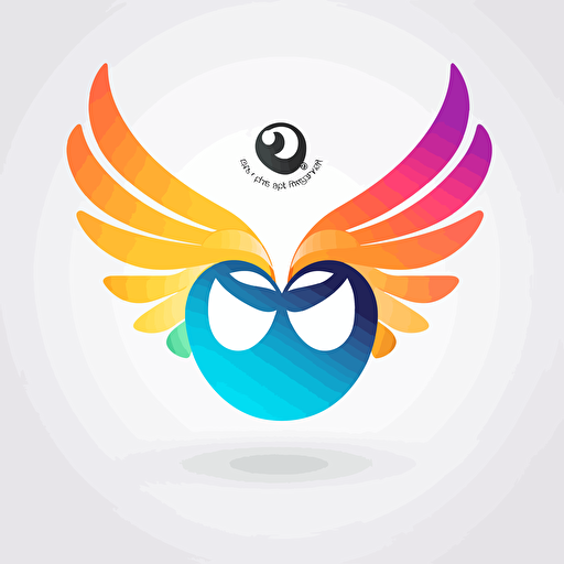 a logo design with a happy wings, vector, with this colors #002e5e, #b0b91b, #fdb814