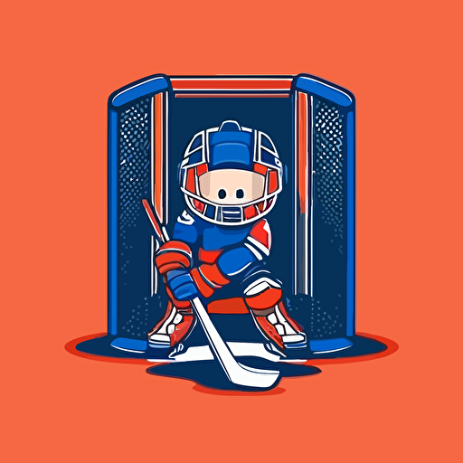 hockey goalkeeper stand in the gate minimalist vector mascot style
