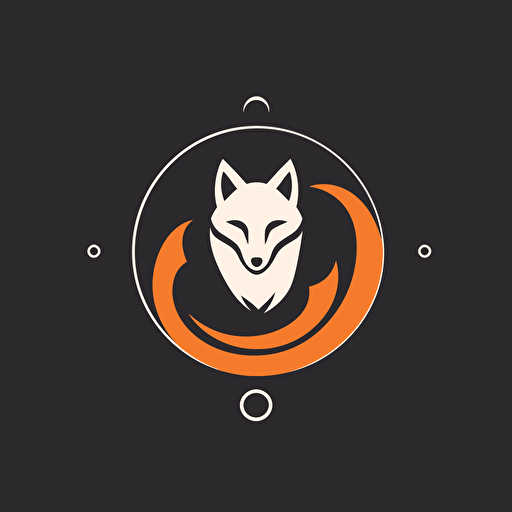 vector minimal logo, fox with arrows spiraling pointing upwards, simple