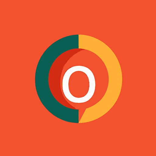 logo of letter O as sign of cooperation and sustainability, flat 2d, vector, illustration, minimalist, simple, warm colors, modernist style, Matt Anderson inspired