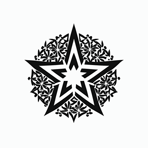 minimalistic vector logo of star black and white islamic style
