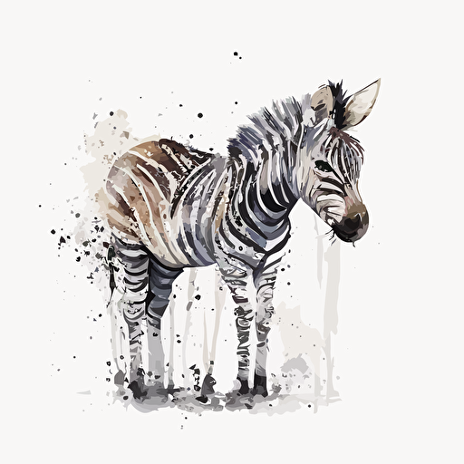 baby water color zebra vector,comic style, white background
