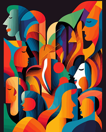 vector, people, colorful, shapes, abstract, diversity, positive