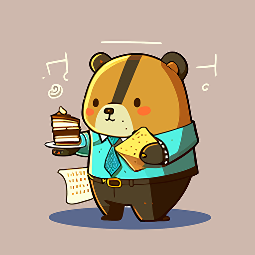 a vector image of a cute bear eating pastries on payday