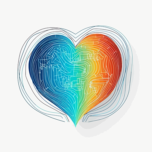 heart shaped earth logo, electro cardio gram line through the middle, on a white background, vector, colorful