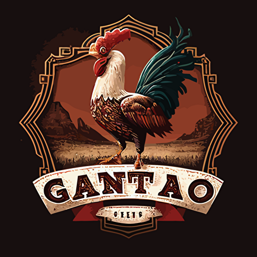 logo de un gallo con una texana en vector
