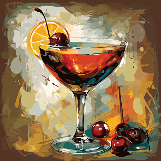 old fashioned cocktail,vector shapes, abstract paiting,vector,high detail