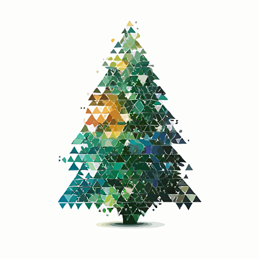 cristmass tree 2D vector style , put on white background