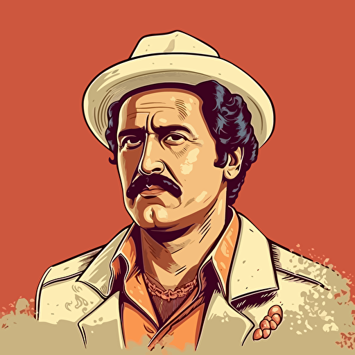 pablo Escobar cartoon style illustration, high quality vector,