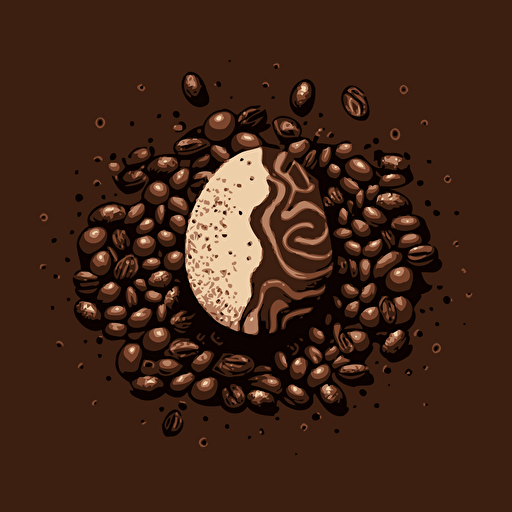 vectorized illustration of an easter egg chocolate next to a lot of coffee bean