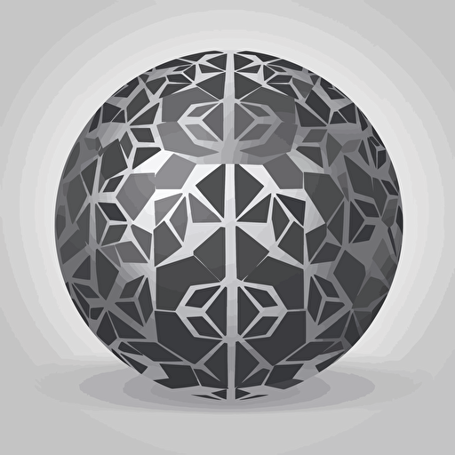 geodesic sphere sticker, in the style of black and grey, flat vector, orderly arrangements, precisionist style