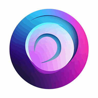 flat vector logo of circle, blue purple gradient, simple minimal, in the circle draw an flat genie editing a webpage on a pc