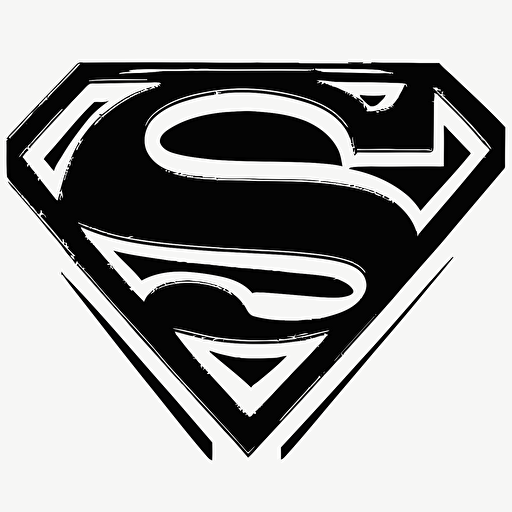 superman logo outline, black, simple, vector, white background