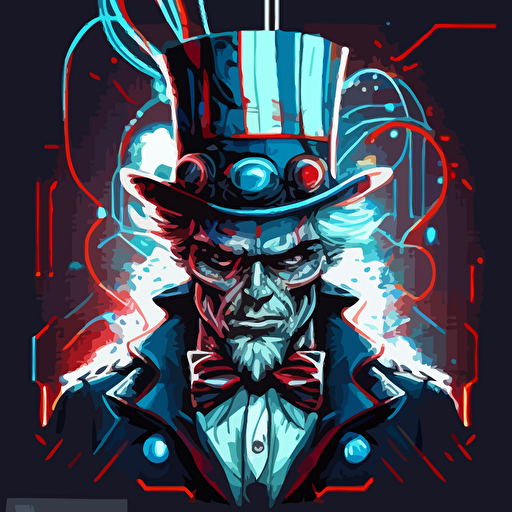 2d vector illustration of "uncle sam", futuristic.