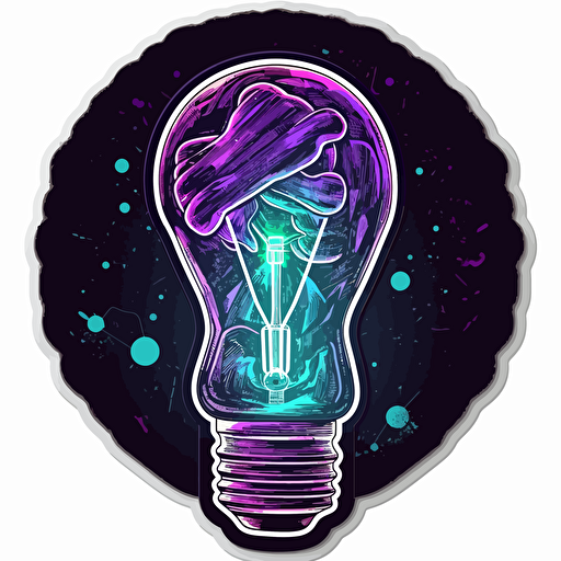 vector art style a dollar sign inside a lightbulb, giving off incandescent light, use blues and purples, in the style of Michael Parks, sticker