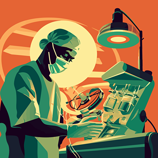 surgeon performing laparoscopic surgery, vector,