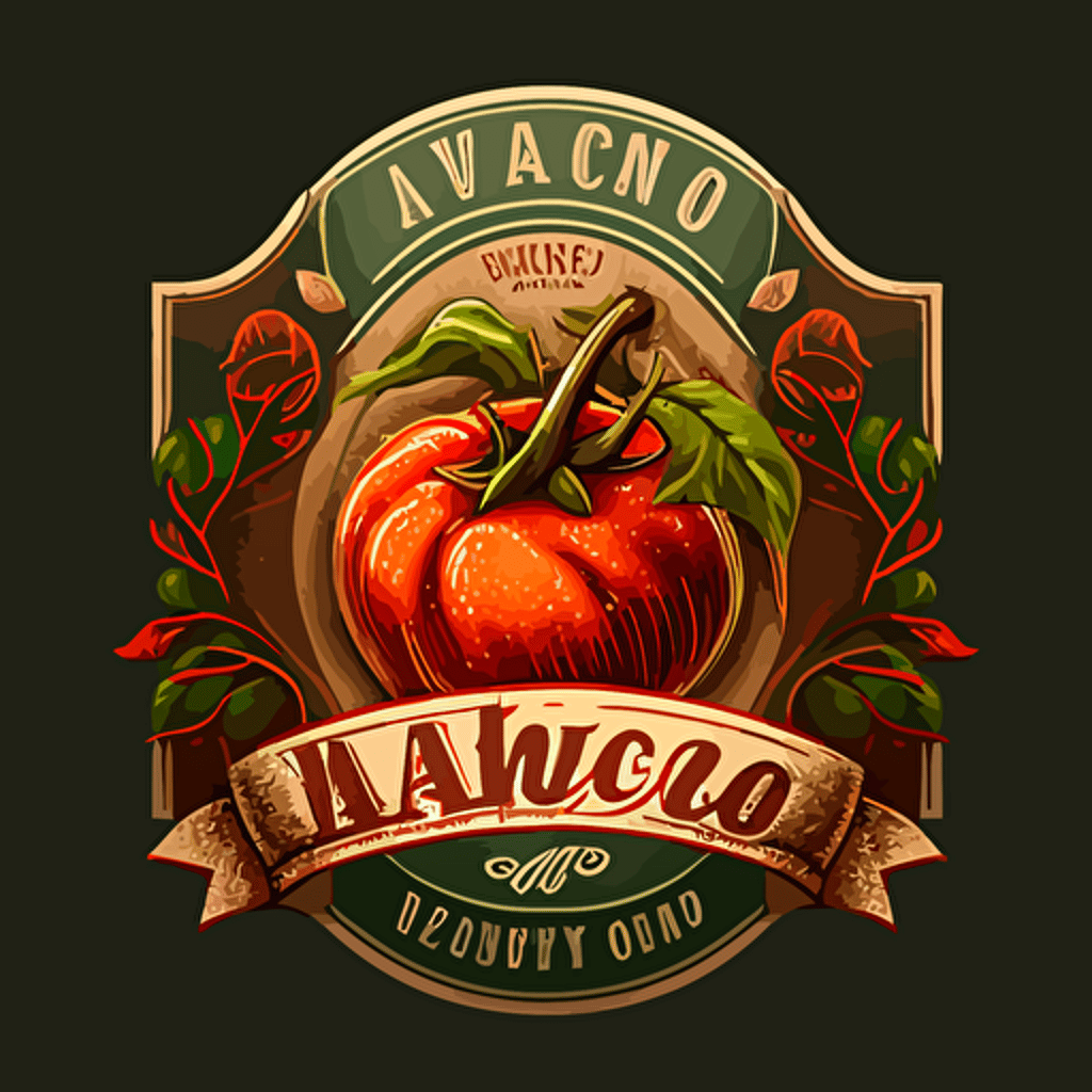 vector logo vitage style tomato grow up from a vulcano company name Lavarosso HD