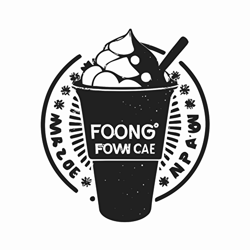 modern fun logo of ice and juice snow-cone in a cup black vector white background