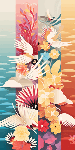 Japanese paper art vector