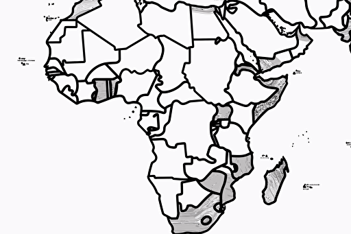 outline map of Africa high resolution, vector black line on white background,