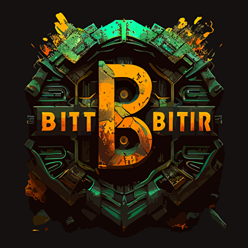 a logo design, boardgame called "Beneath the Fallout", letter "B", 2d, vector, flat, icon, cyberpunk, nuclear, underground, subterranean, digital art logo "B"