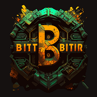 a logo design, boardgame called "Beneath the Fallout", letter "B", 2d, vector, flat, icon, cyberpunk, nuclear, underground, subterranean, digital art logo "B"