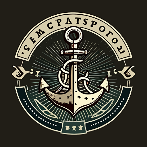 design logo port, anchor and ship, minimalist, vector