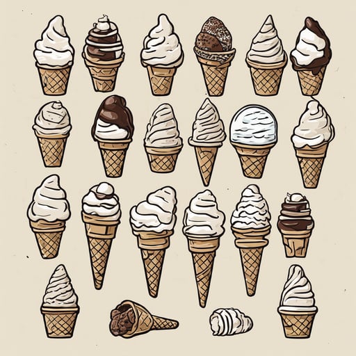 Ice cream scoops in waffle cones