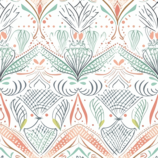 white background light colors boho style pattern. vector art. cartoon. simple. clean. space