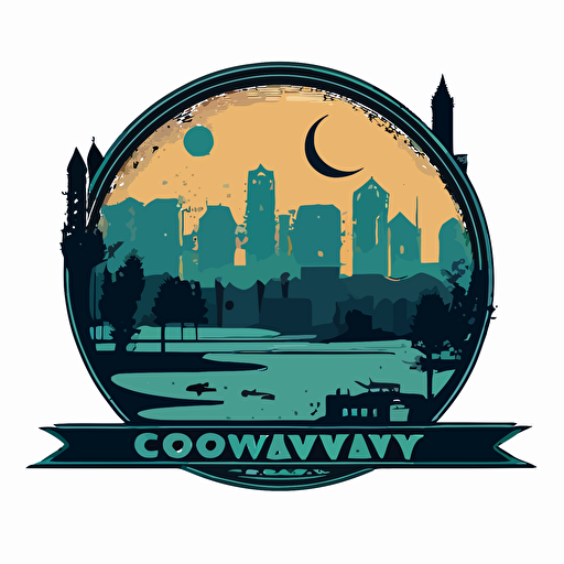 skyline of Conway, SC, simple colors, vector, logo